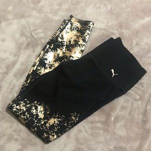 Black and Gold Puma Foil Style Leggings